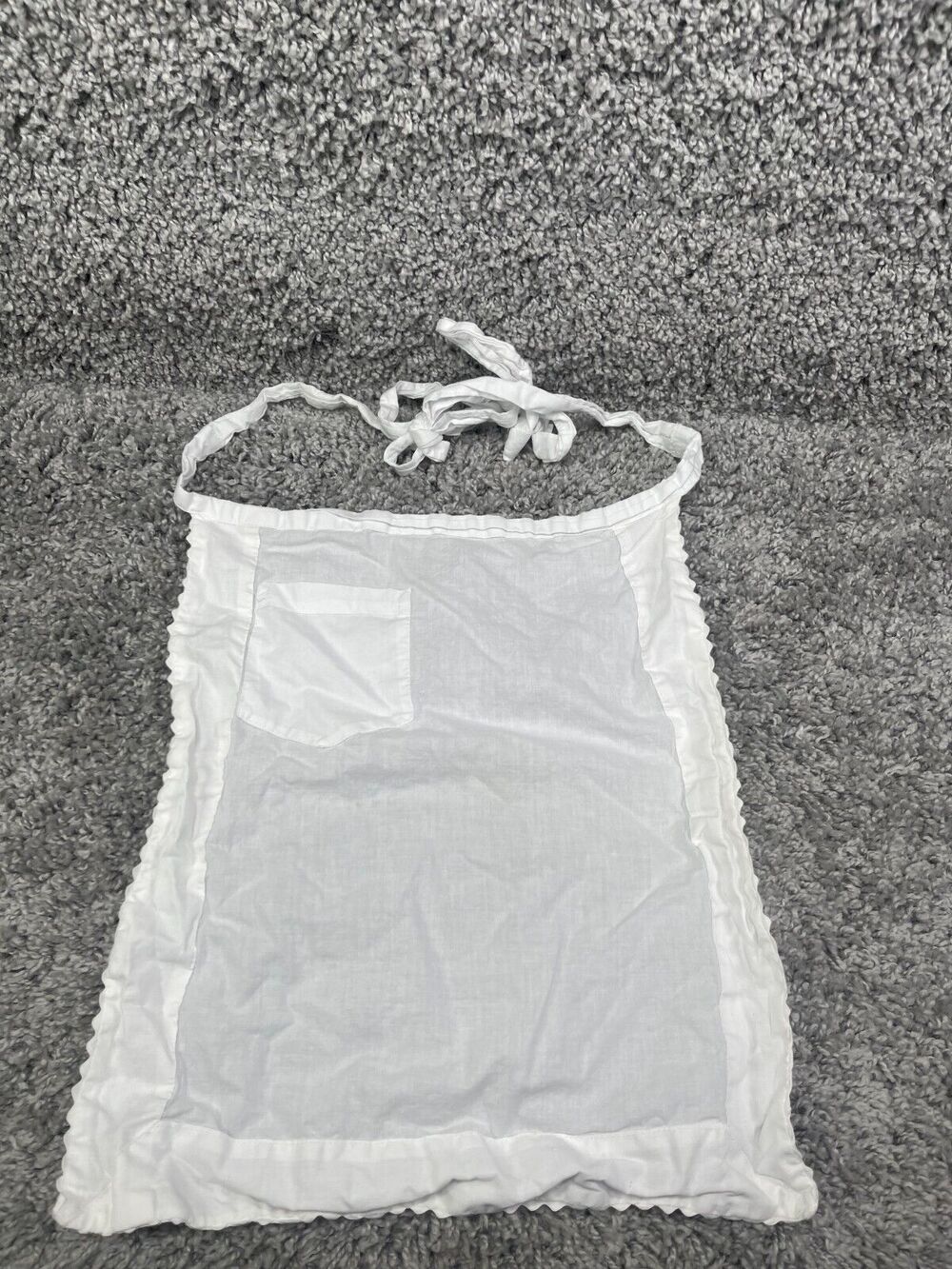 Classic Bib Apron White Style 136 All Cotton Ruffle With Pocket